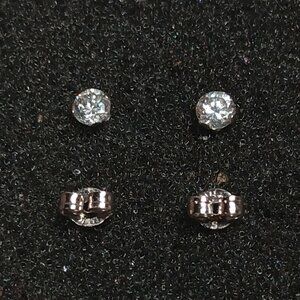 14K White Gold Infant Toddler CZ Stud Earrings 0.375” 0.3g Screw-Back